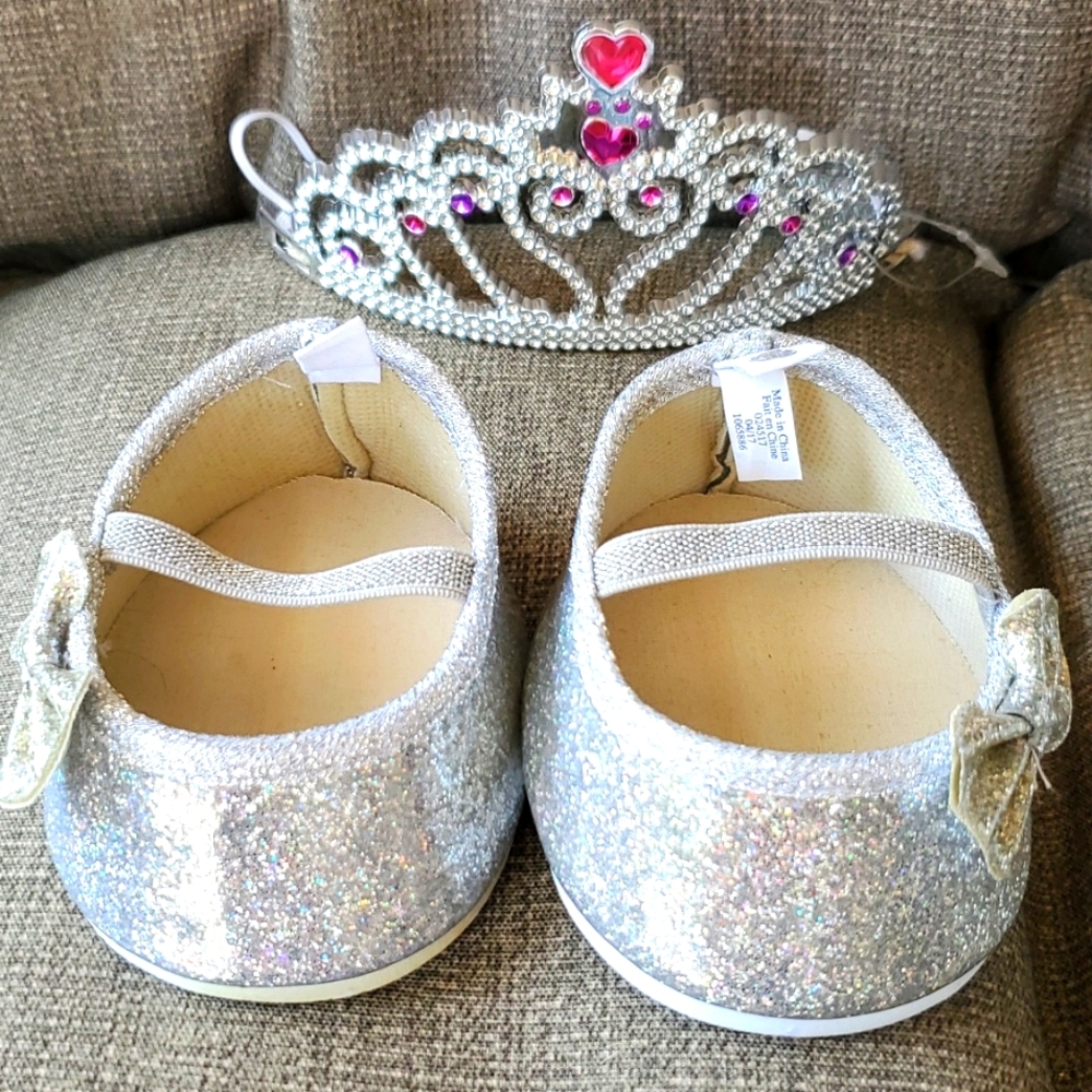 B-A-B  Silver Sparkle Bow Flats